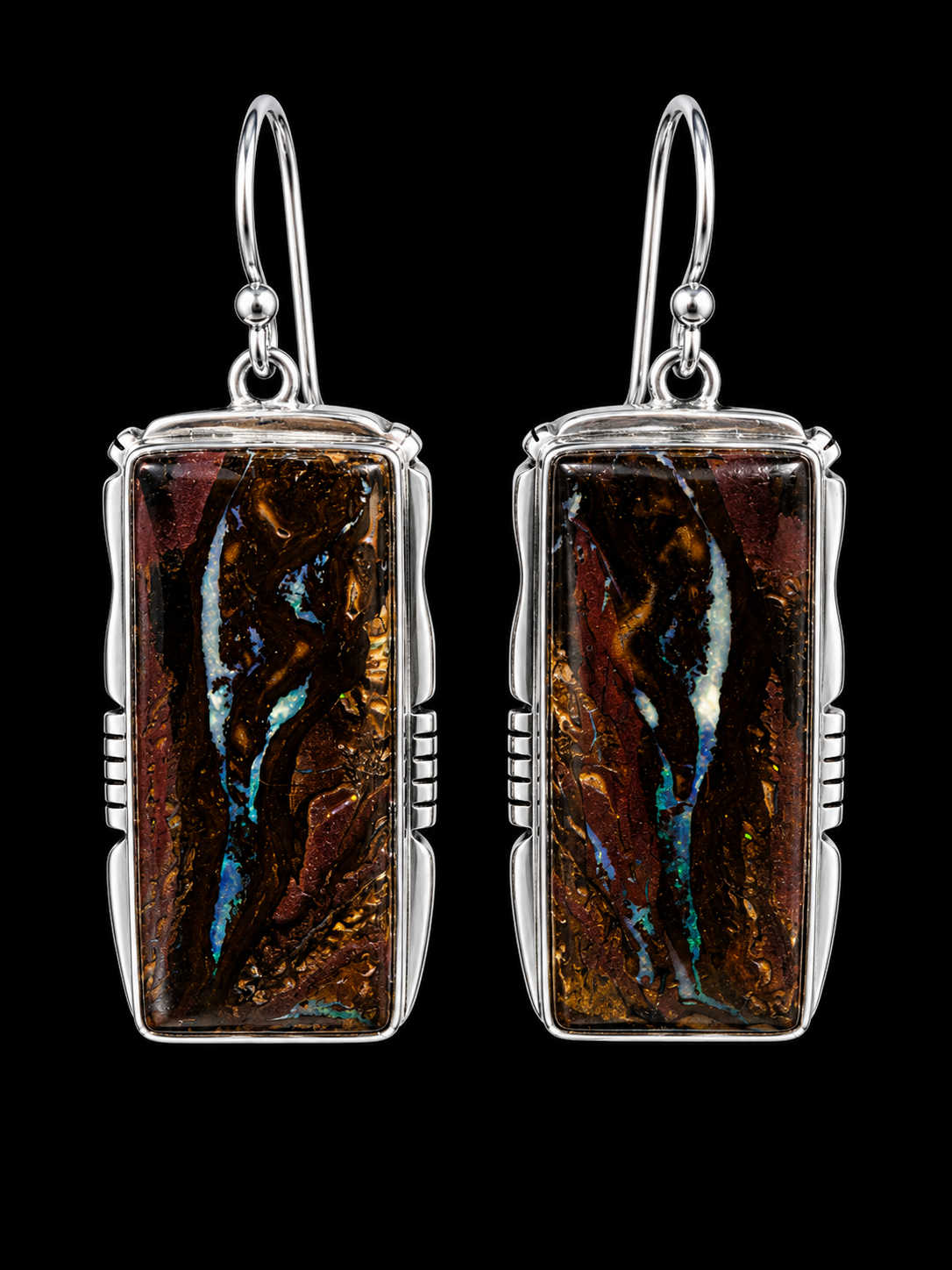 Boulder Opal Earrings in Silver