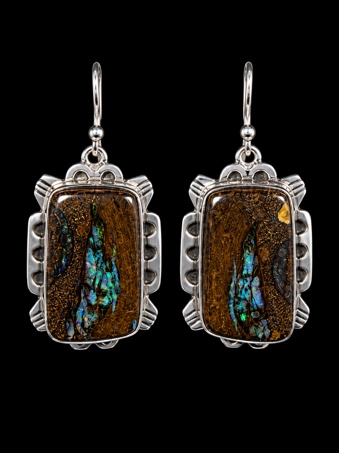 Boulder Opal Earrings in Silver