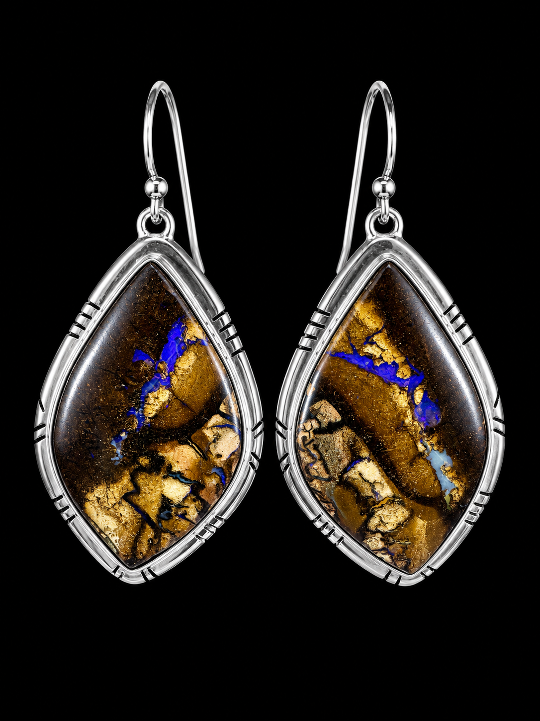 Boulder Opal Earrings in Silver