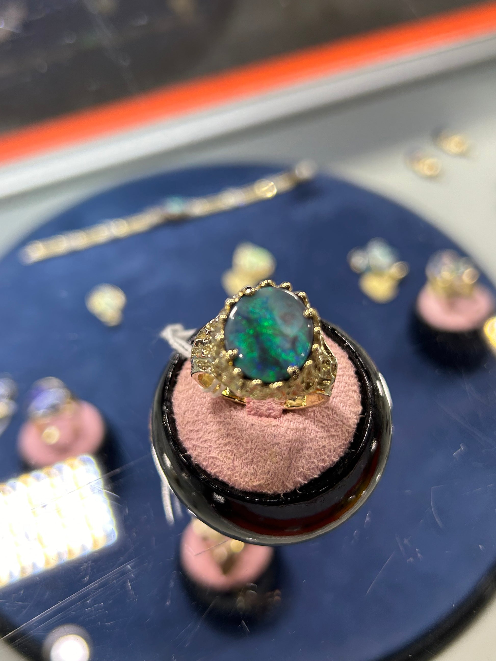 Black Opal Ring - Ocean waves