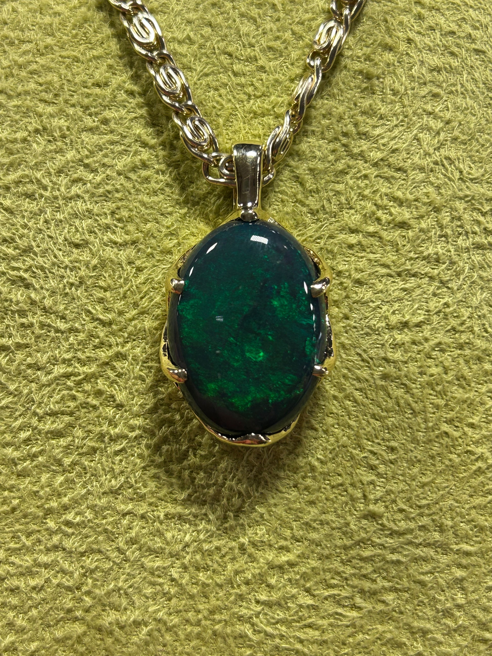 Lightning Ridge black opal pendant