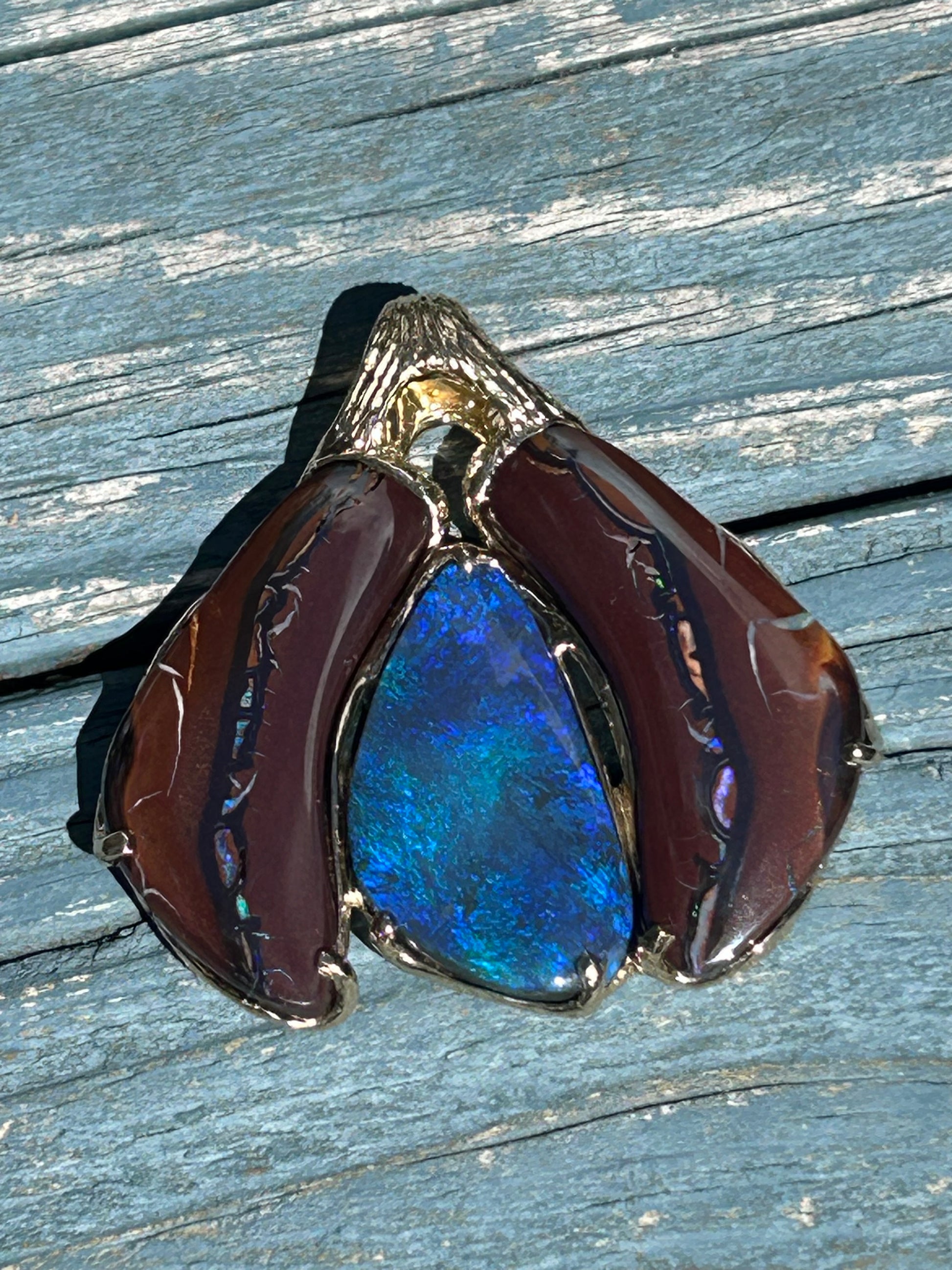Black and Boulder Opal pendant