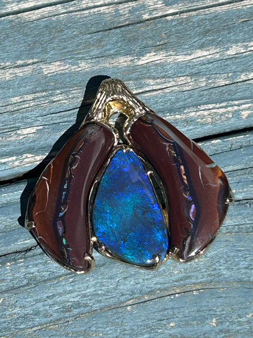 Black and Boulder Opal pendant