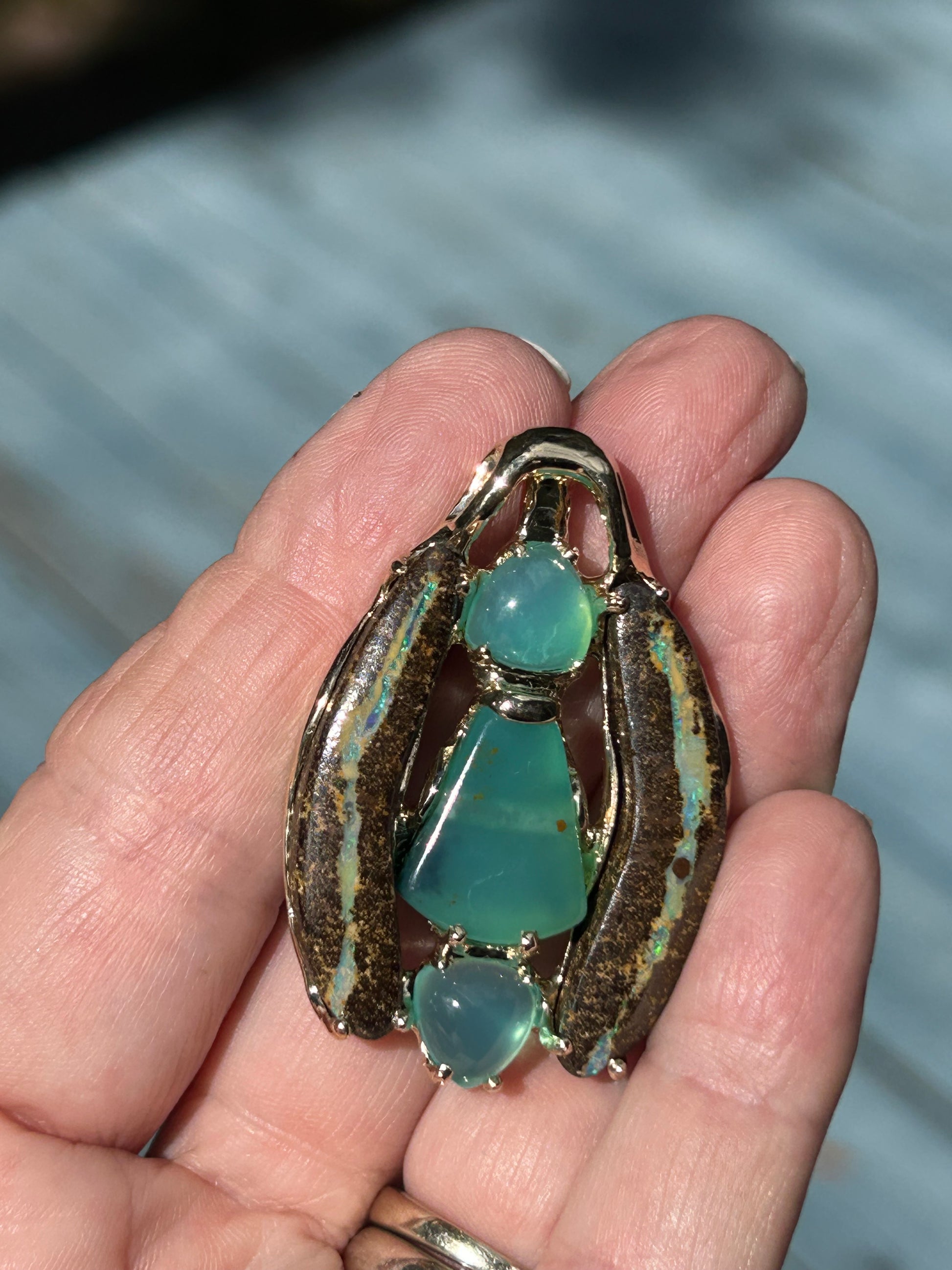 Peruvian Opal with Boulder Opal pendant