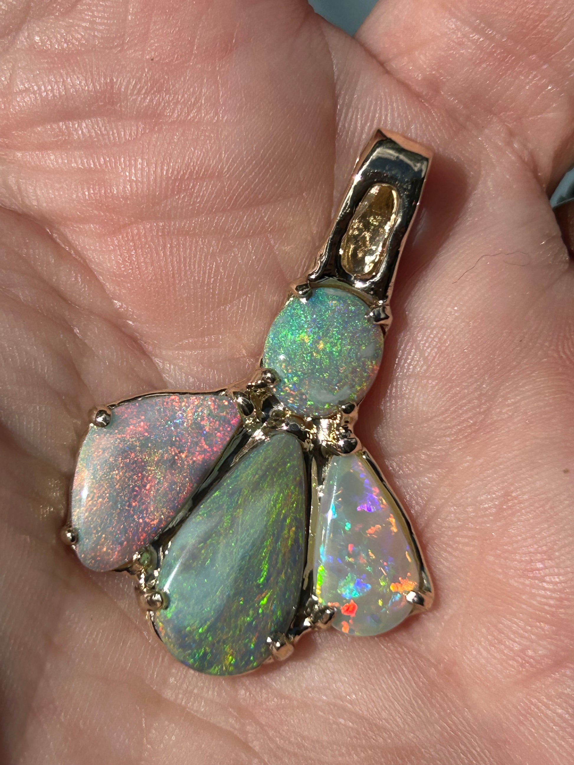 Black Opal Angel Pendant
