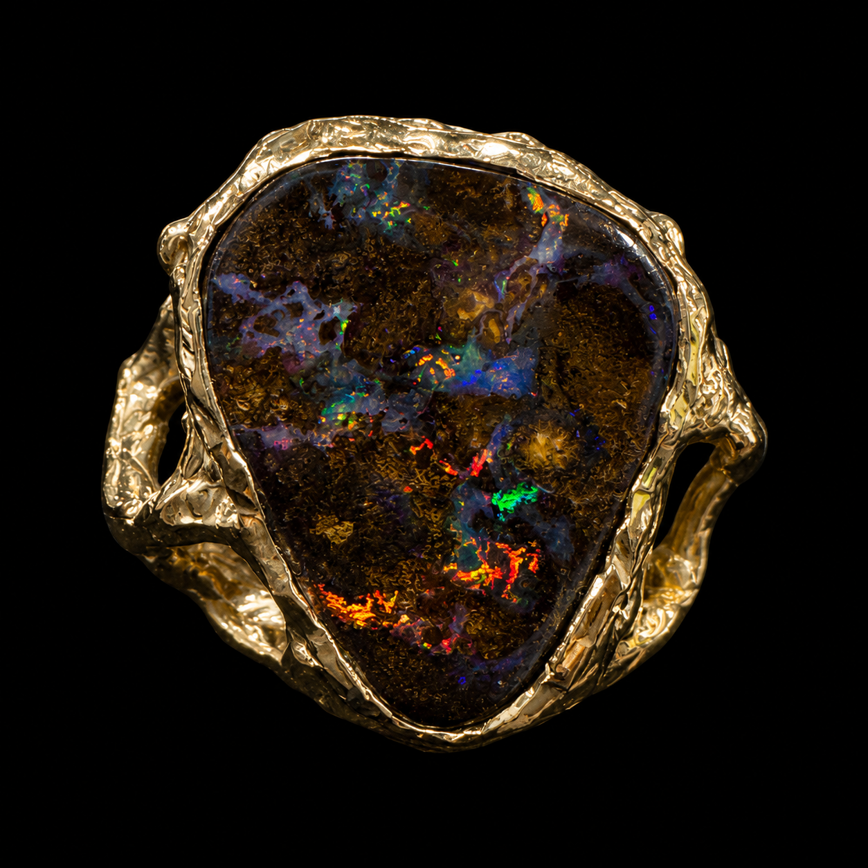 "Captured Galaxy" Boulder Opal Ring