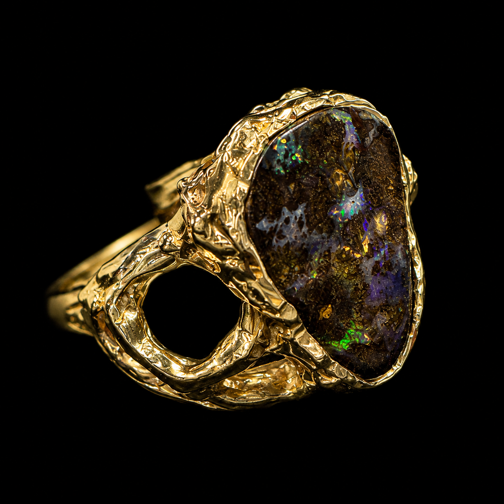 "Captured Galaxy" Boulder Opal Ring