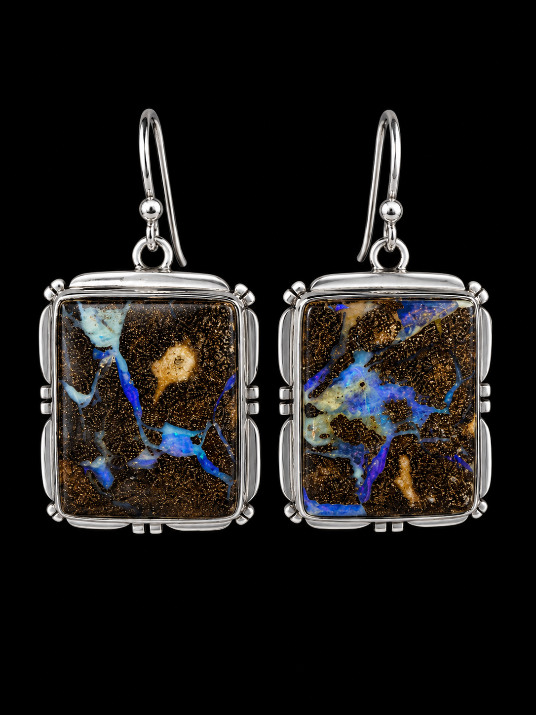Boulder Opal Earrings in Silver