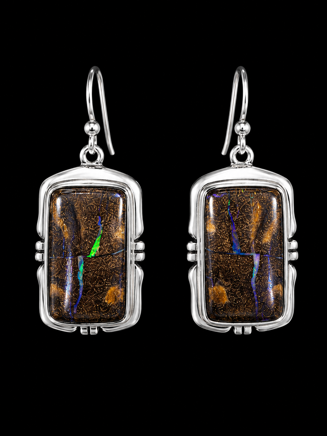 Boulder Opal Earrings in Silver