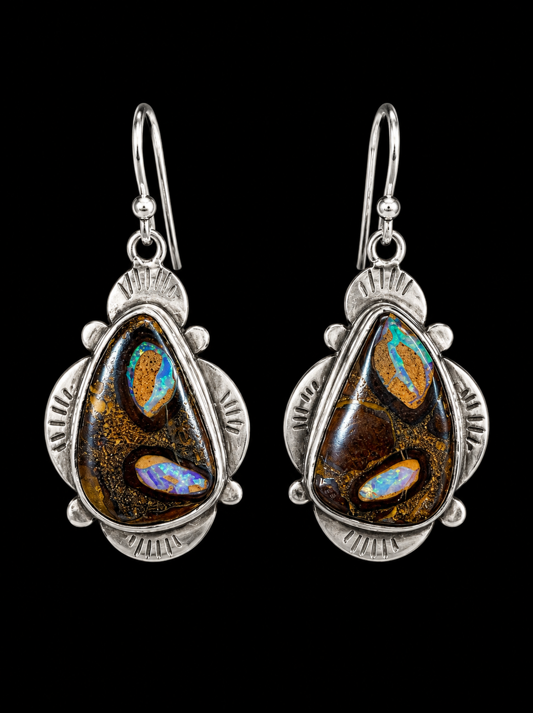 Boulder Opal Earrings in Silver