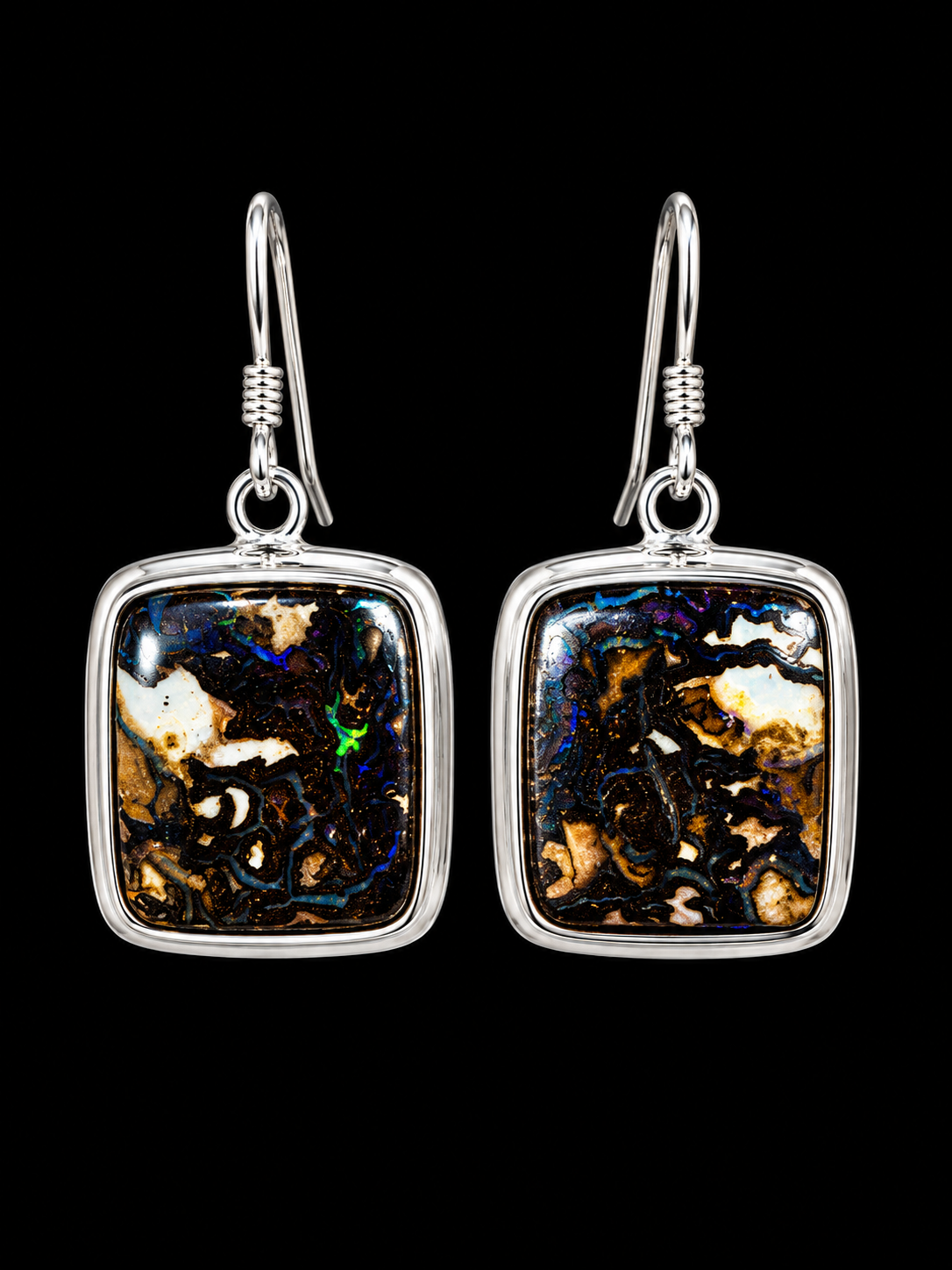 Boulder Opal Earrings in Silver