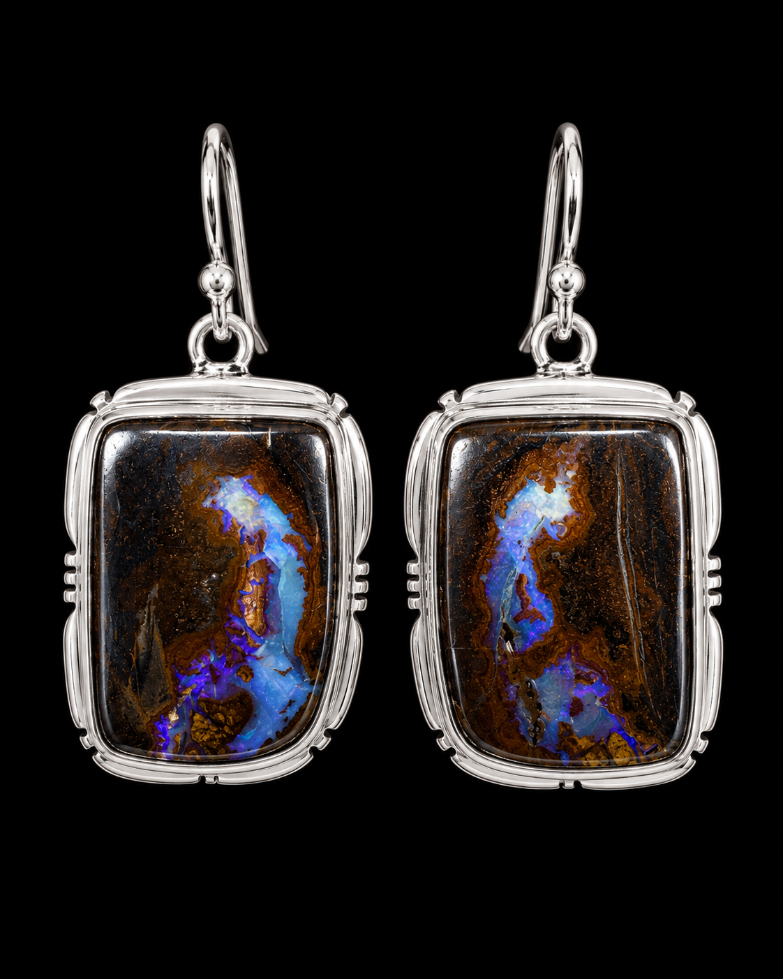 Boulder Opal Earrings in Silver