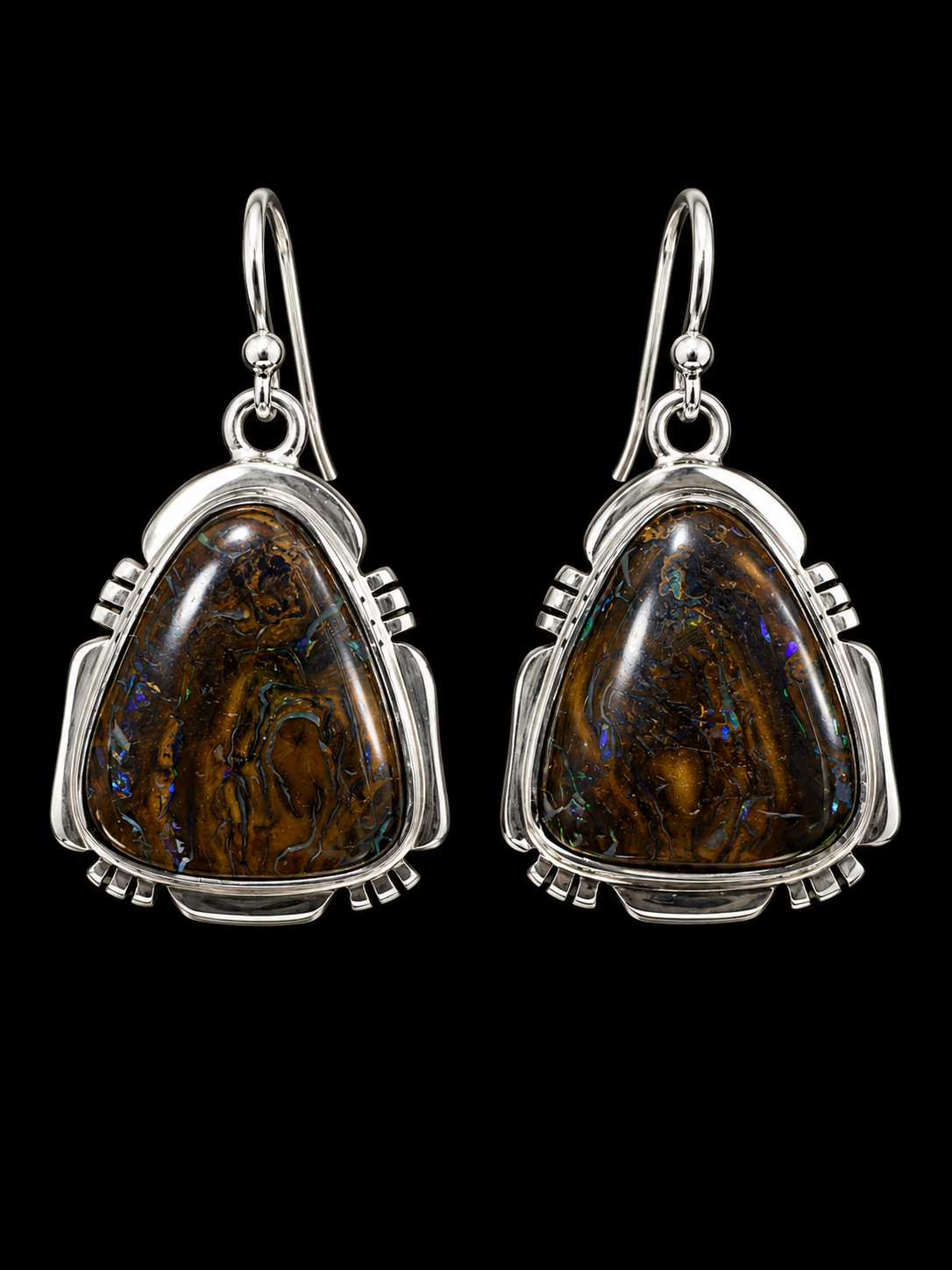 Boulder Opal Earrings in Silver