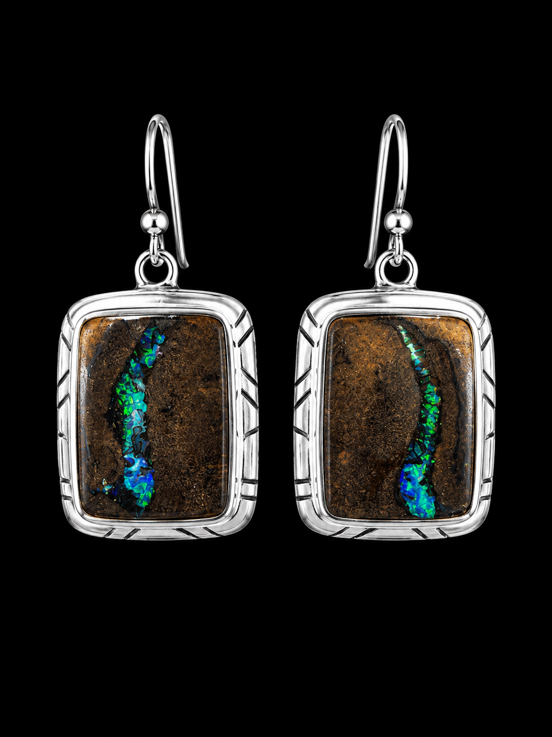 Boulder Opal Earrings in Silver
